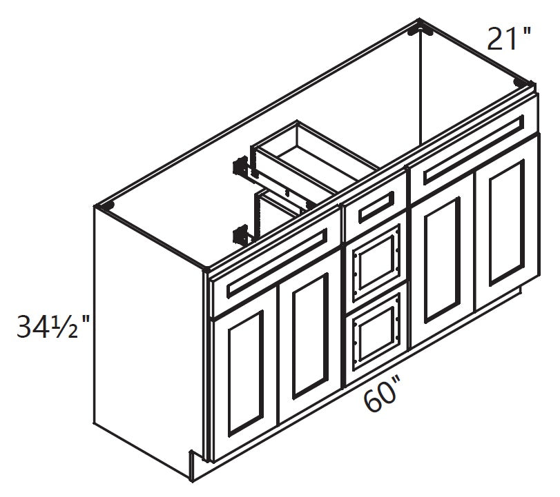 Vanity Sink Base - With Drawers Set