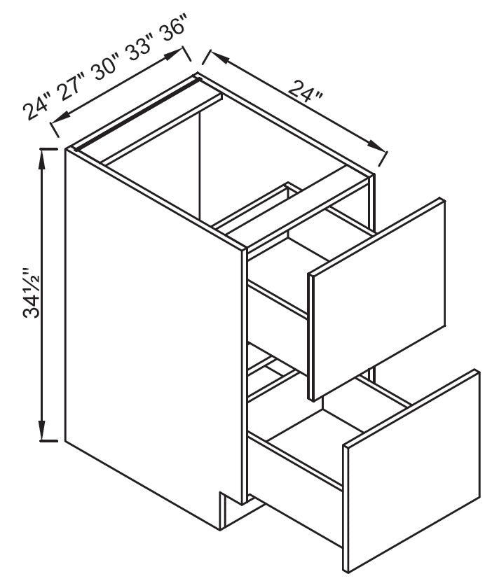 Base Cabinet - 2 Drawer - Multi-Width