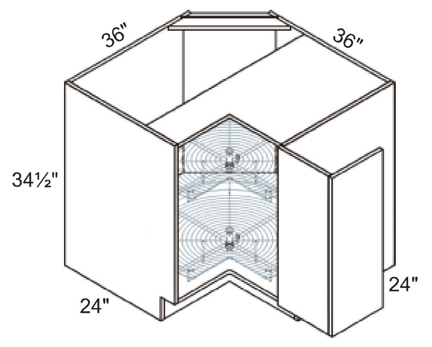 Base Cabinet - Lazy Susan Corner Cabinet - Rotating Shelves