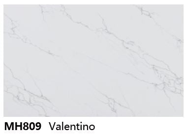 Marble-like pattern with light gray veining on a white background, labeled MH809 Valentino.