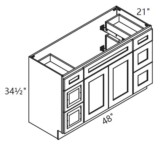 Vanity Sink Base - With Drawers Set