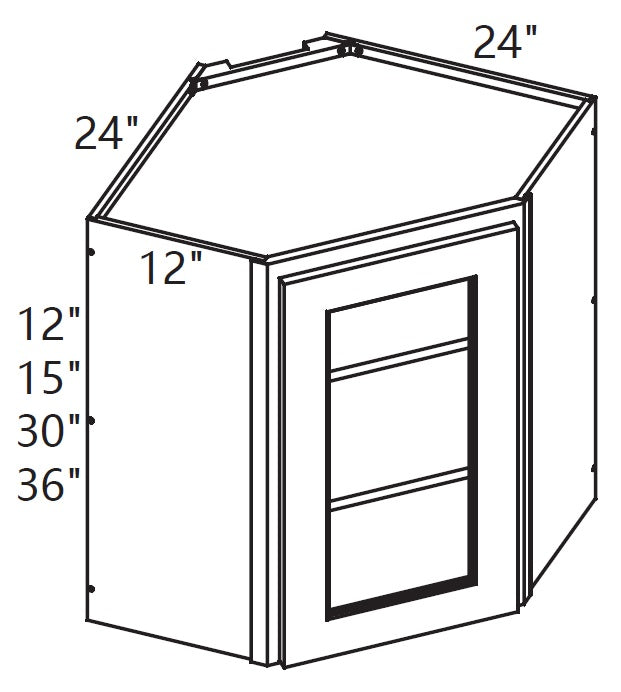 Wall Cabinet - Diagonal Corner Glass Cabinet