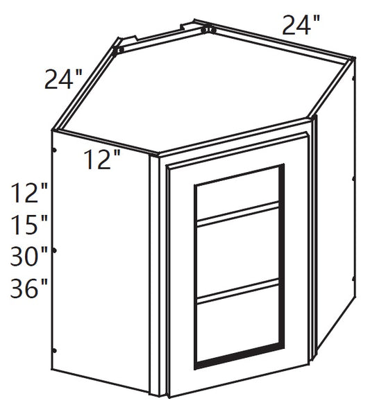 Wall Cabinet - Diagonal Corner Glass Cabinet