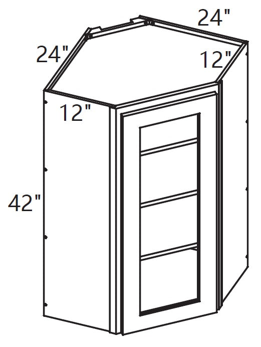 Wall Cabinet - Diagonal Corner Glass Cabinet